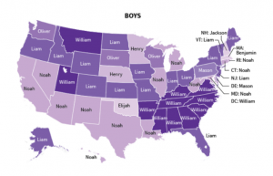 Mest populära babynamn enligt stat