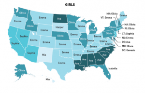 Nomes de bebês mais populares de acordo com o estado