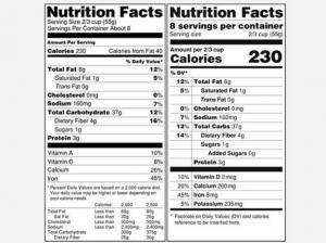 Kaip NuVal etiketės lyginamos su FDA mitybos etiketėmis