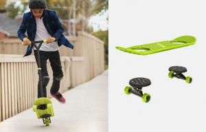 Denna skateboard förvandlas till en skoter-, balans- och studsbräda