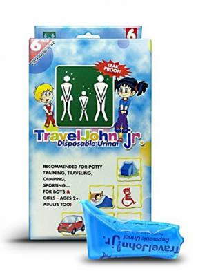 Le Travel John Jr. est un sac d'urinoir portable qui permet aux enfants de faire pipi en déplacement