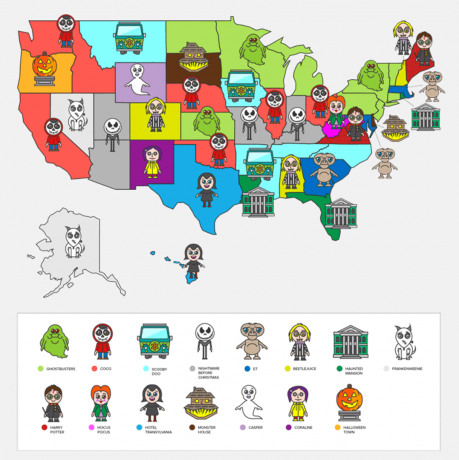 تُظهر الخريطة الجديدة أفلام الهالوين الأكثر بحثًا في كل ولاية