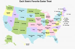 Doces de Páscoa populares por estado, de acordo com este mapa