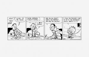 De grap van Calvin en Hobbes papa die niet werkt