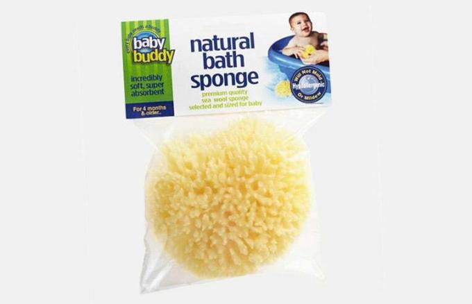 Baby Buddys naturliga babybadsvamp -- presenter till blivande föräldrar