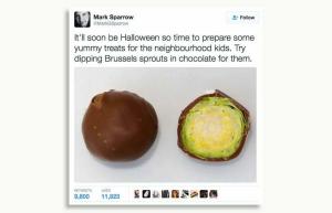 De beste Halloween-truc omvat met chocolade bedekte spruitjes