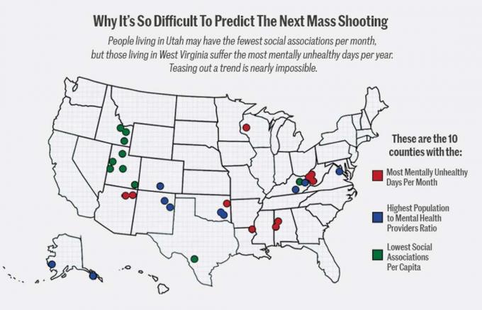 Los condados de mayor riesgo para el próximo tiroteo masivo en Estados Unidos