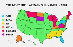 ชื่อทารกที่ได้รับความนิยมมากที่สุดในปี 2020 จากข้อมูลของ SSA